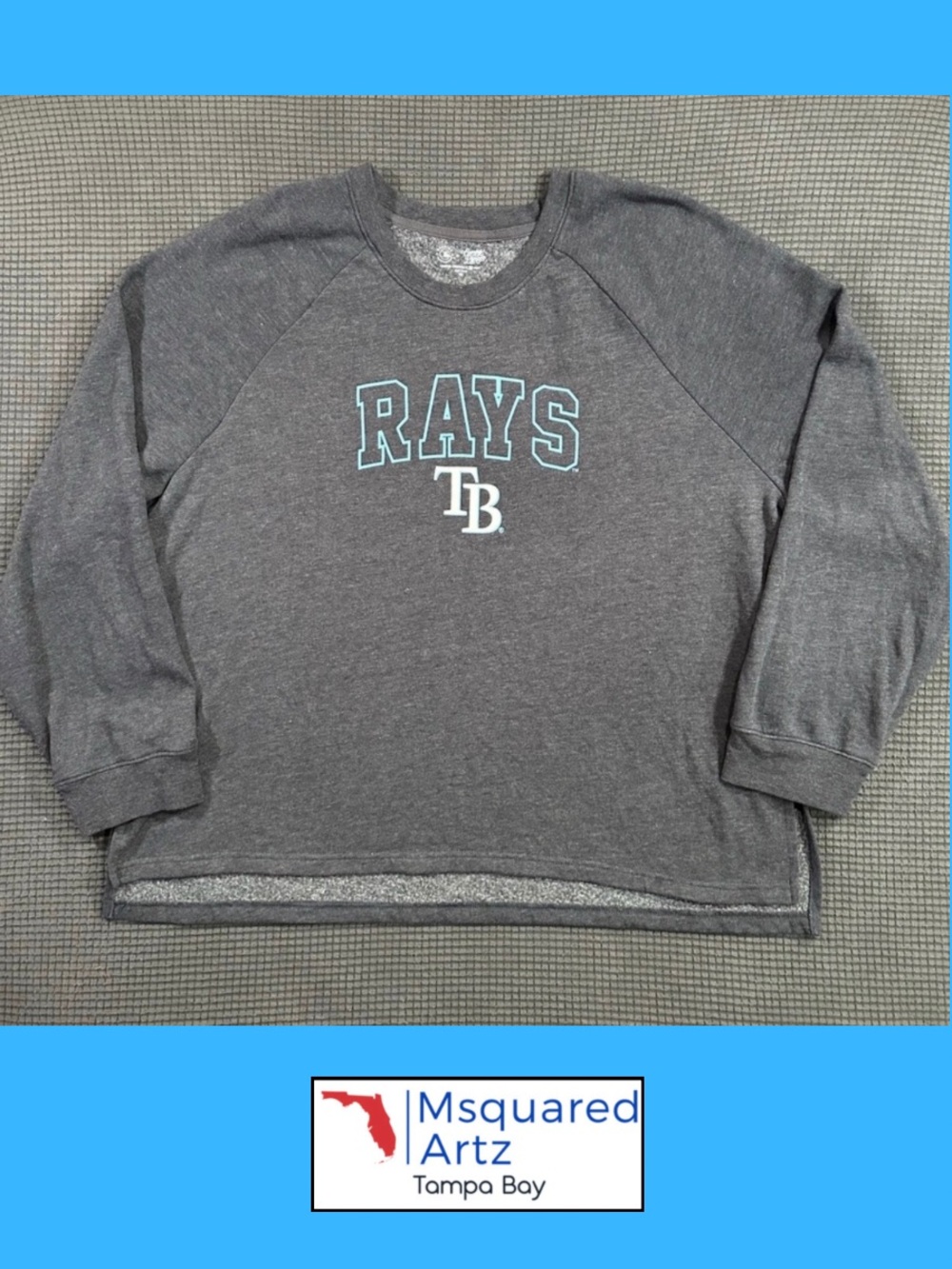 Tampa Bay Rays Womens XXL Gray High Low Sweatshirt MLB Campus Lifestyle Pullover